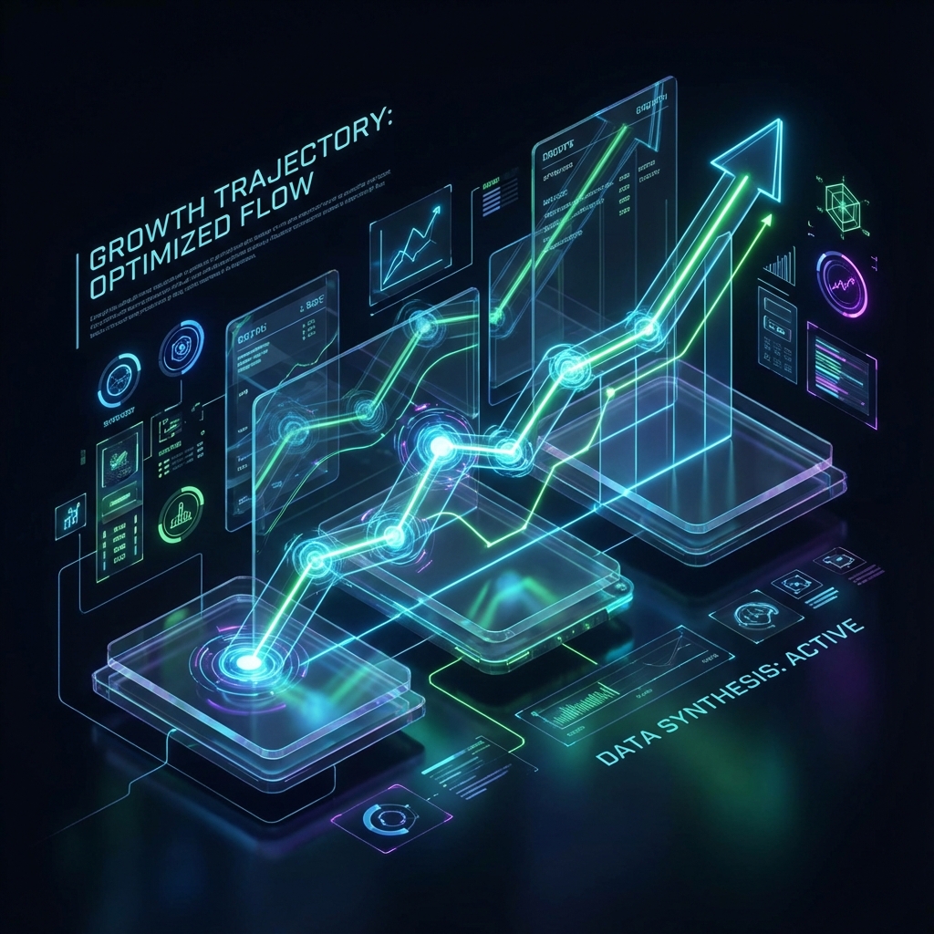 Abstract data visualization showing organized green lines representing optimized growth